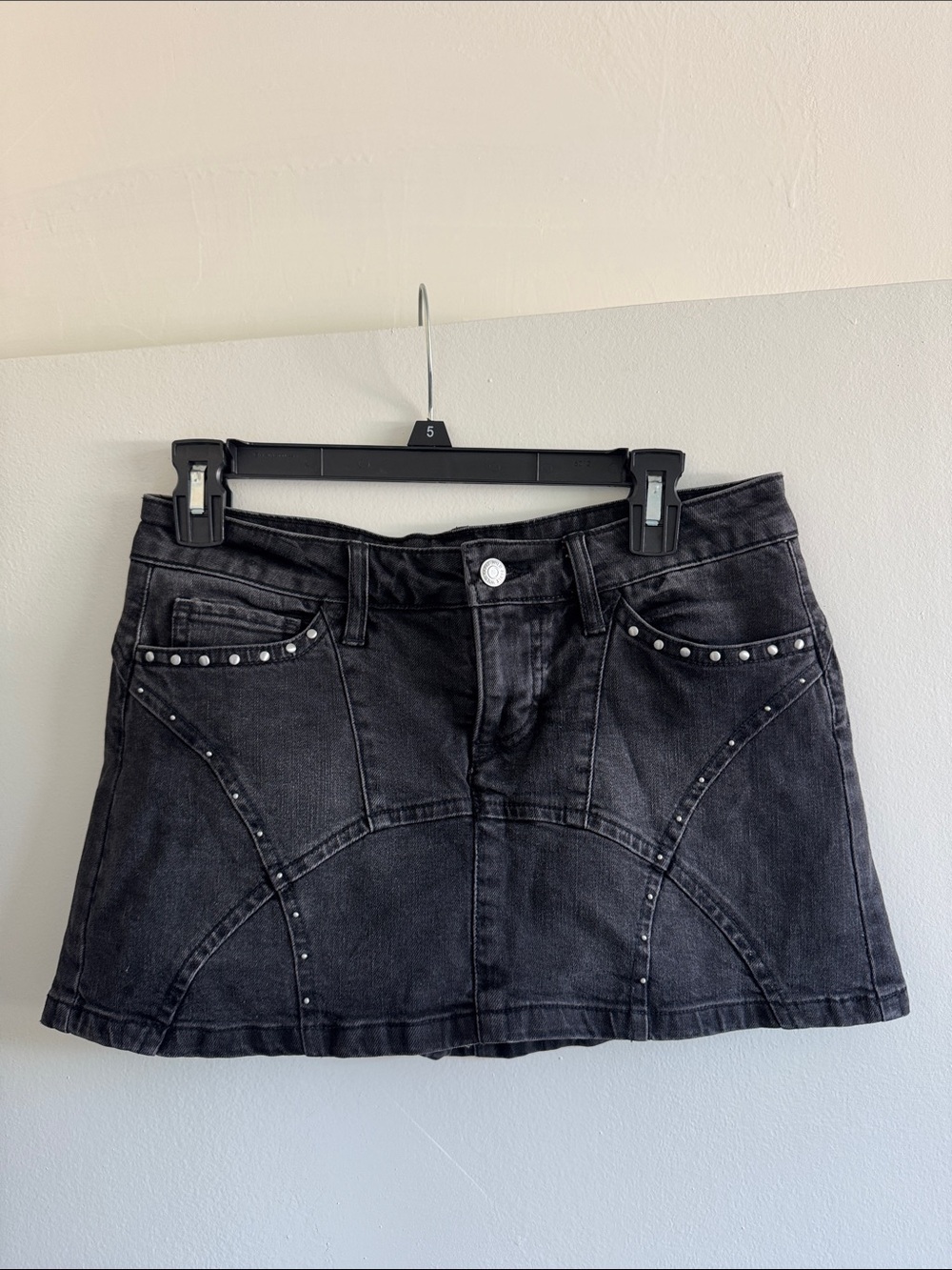 wild fable Black Studded Denim Mini Skirt